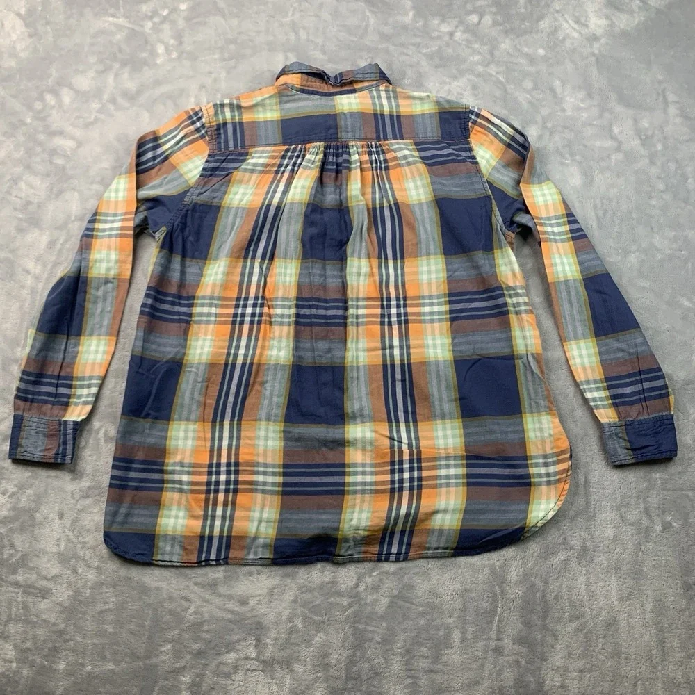 Denim Supply Ralph Lauren RL Utility Women's Large Orange Blue Green Plaid Shirt - Picture 8 of 8